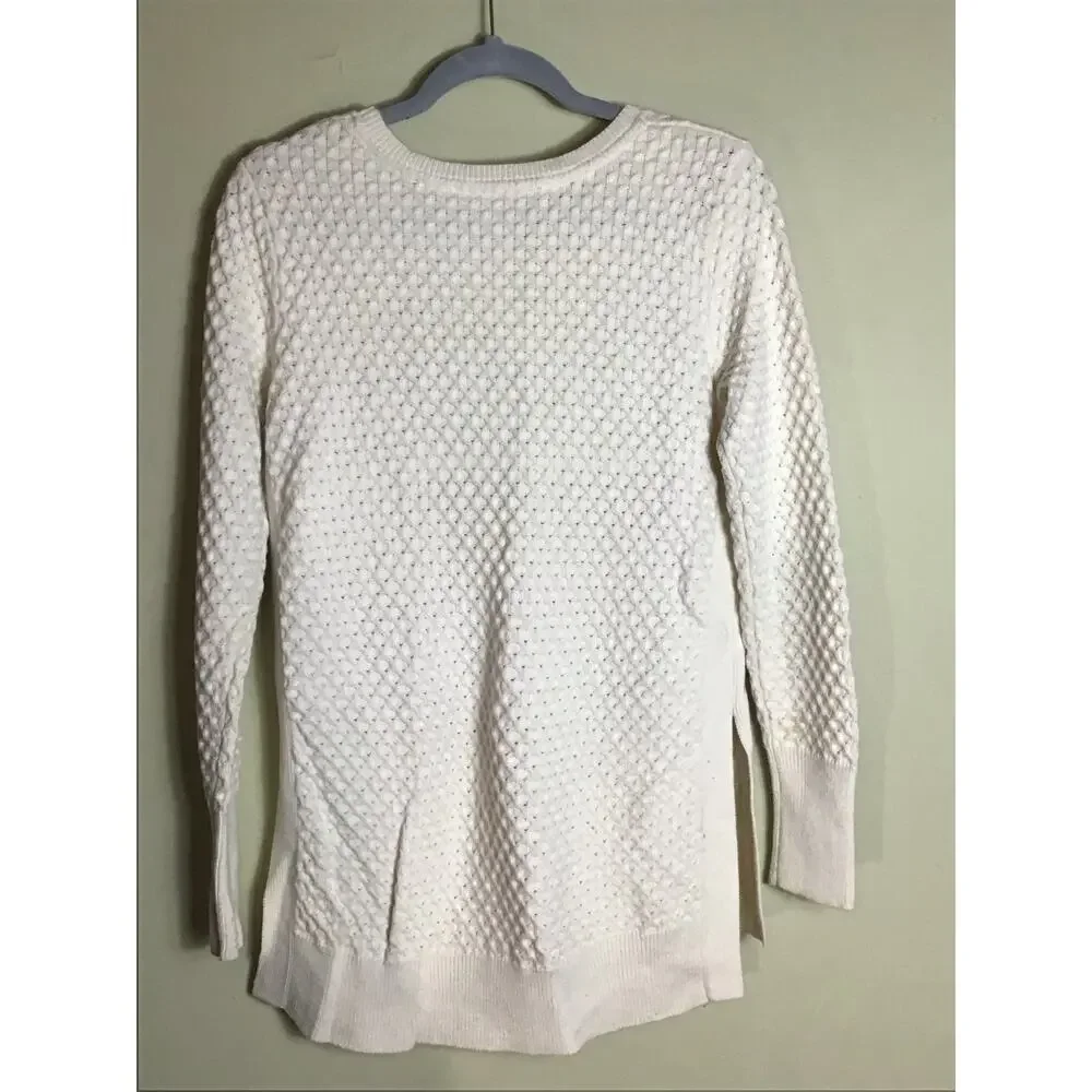 Athleta Honeycomb Cream Color Sweater Cozy Tunic, merino wool blend Sz Medium
